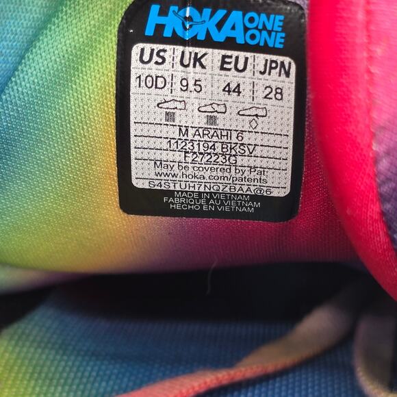 Hoka One One Arahi 6 Shoes Mens 10 D Black Rainbow Athletic Running Sneakers - Picture 8 of 8